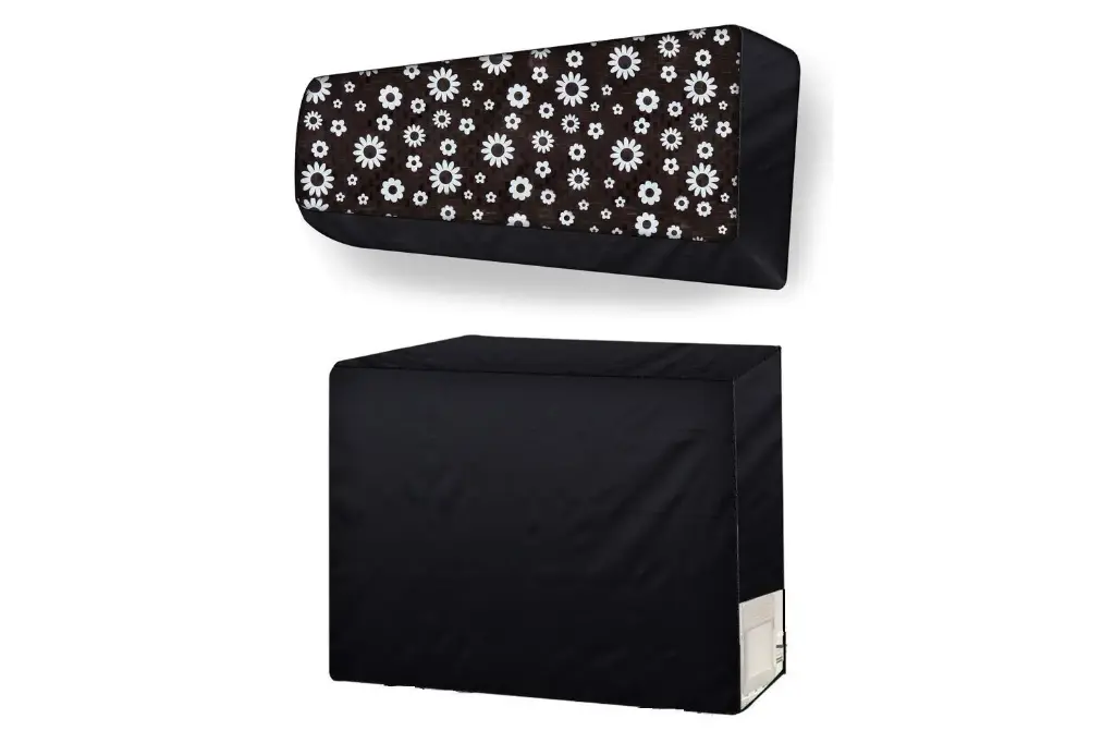 Anpro AC Cover Waterproof Set for 1.5 ton Capacity Indoor and Outdoor Unit, Black Flower